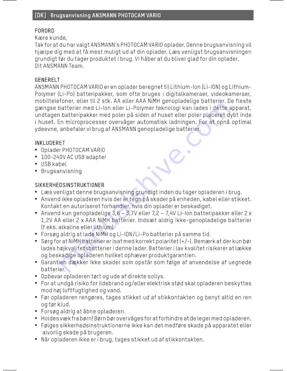 ANSMANN PHOTOCAM VARIO Operating Instructions Manual Download Page 14