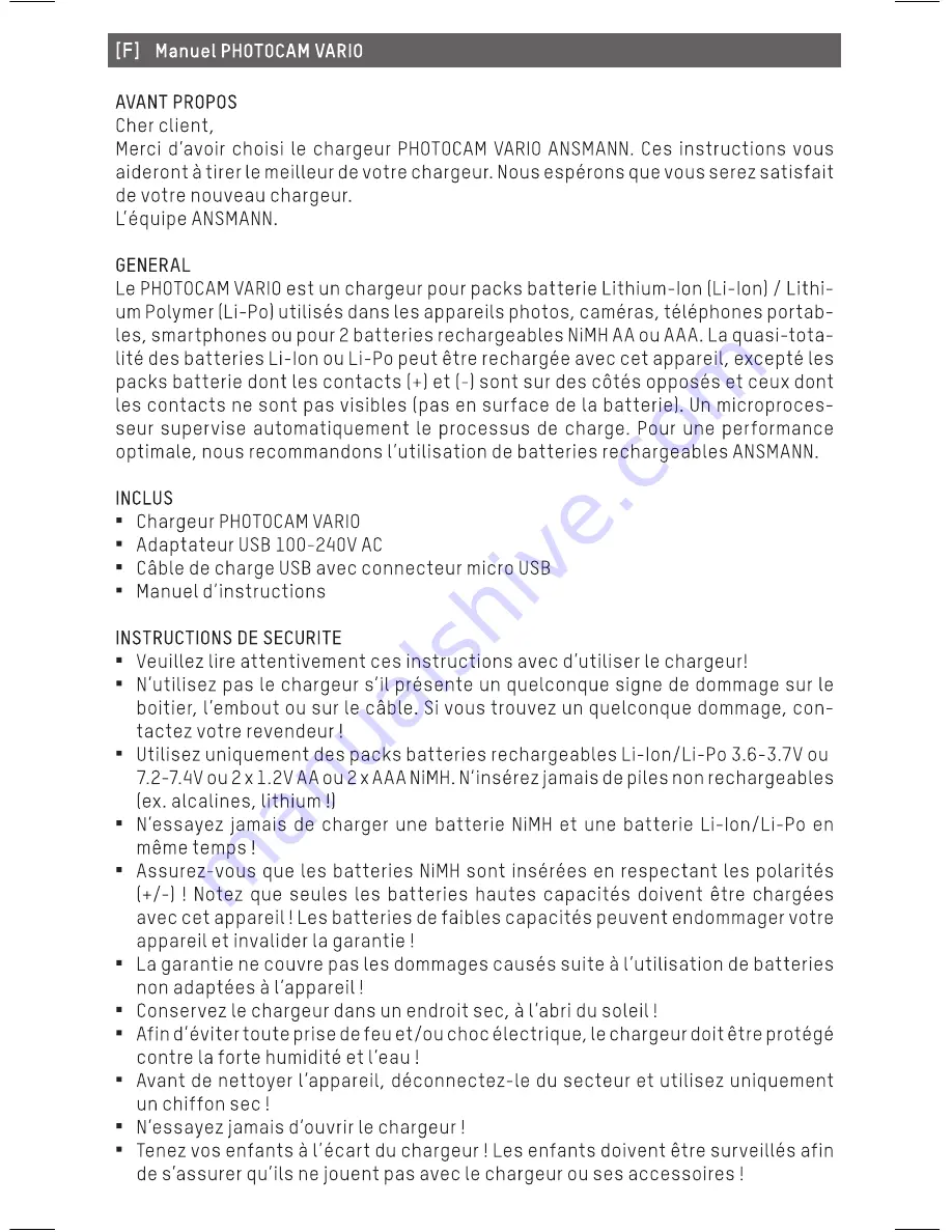 ANSMANN PHOTOCAM VARIO Operating Instructions Manual Download Page 20