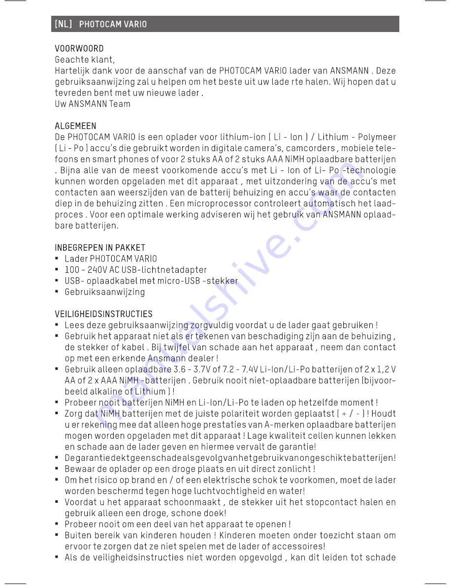 ANSMANN PHOTOCAM VARIO Operating Instructions Manual Download Page 29