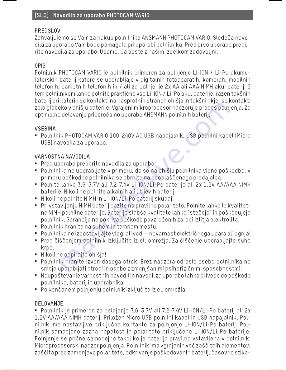 ANSMANN PHOTOCAM VARIO Operating Instructions Manual Download Page 50