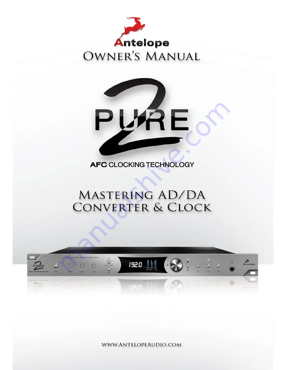 Antelope 2 PURE Owner'S Manual Download Page 1