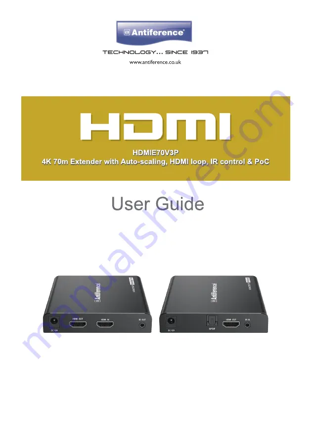 ANTIFERENCE HDMIE70V3P User Manual Download Page 1