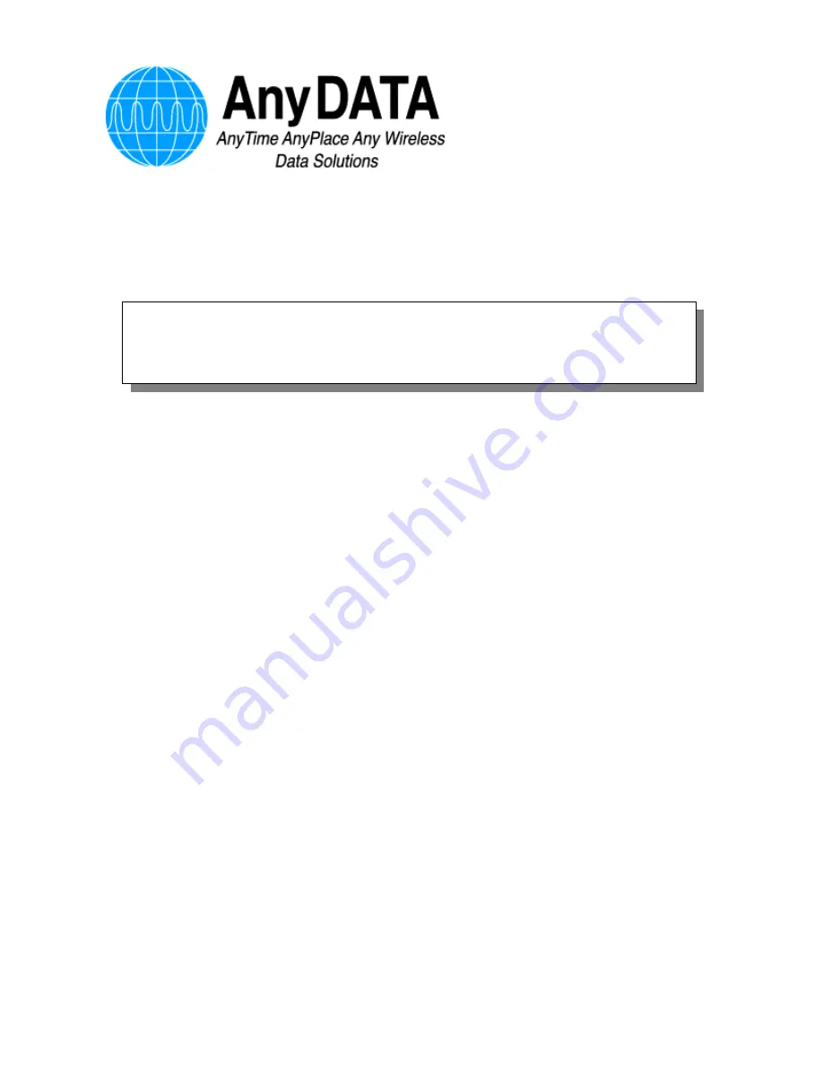 AnyDATA DTS-800 CDK Service Manual Download Page 1