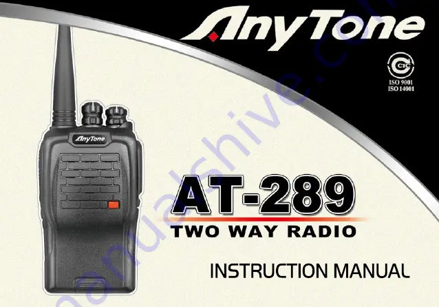 AnyTone AT-289 Instruction Manual Download Page 1