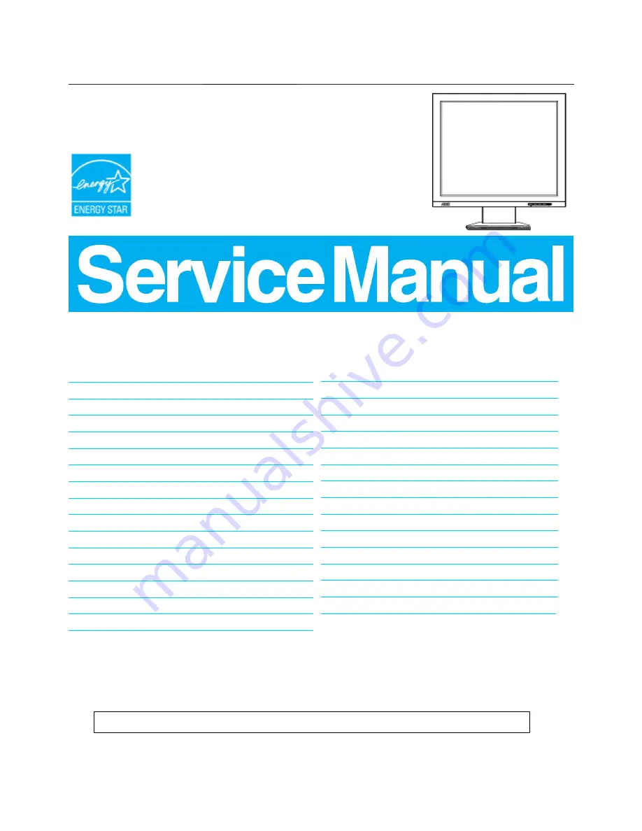 AOC 172V Service Manual Download Page 1