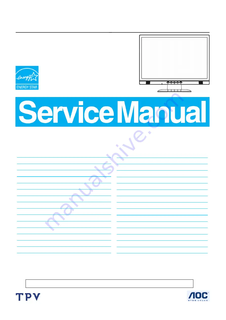 AOC 1912VWA Service Manual Download Page 1