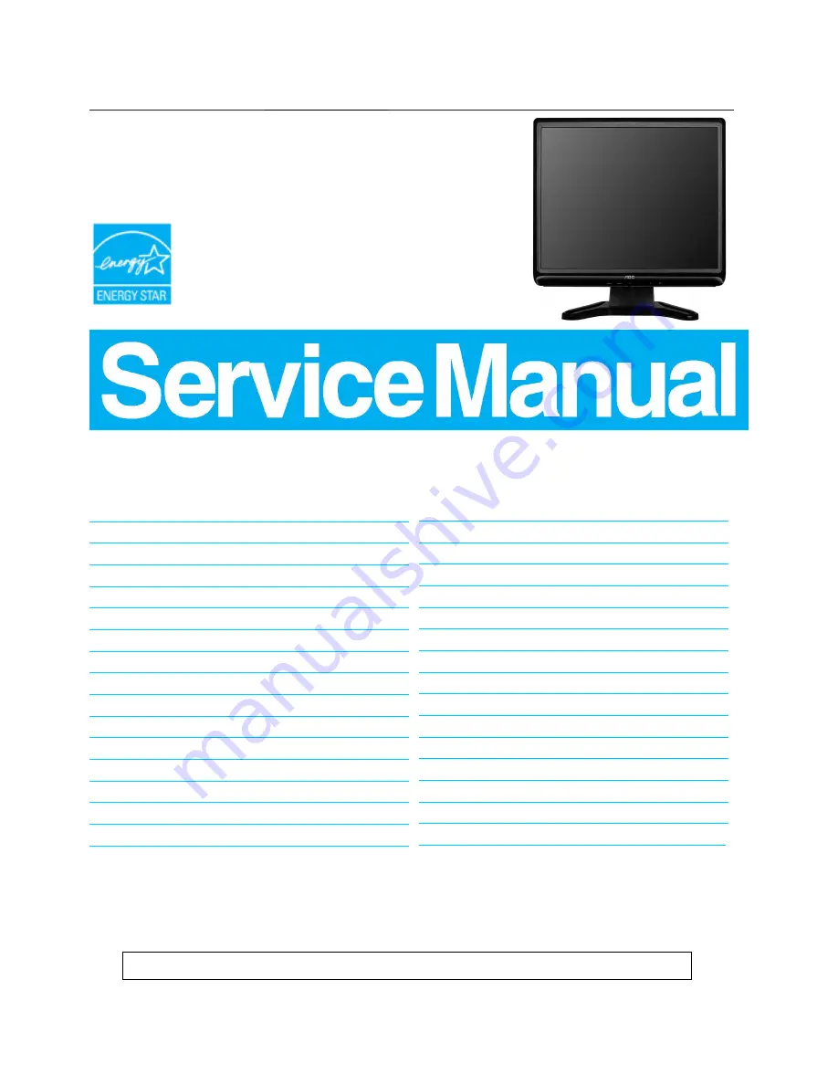 AOC 197Va Service Manual Download Page 1