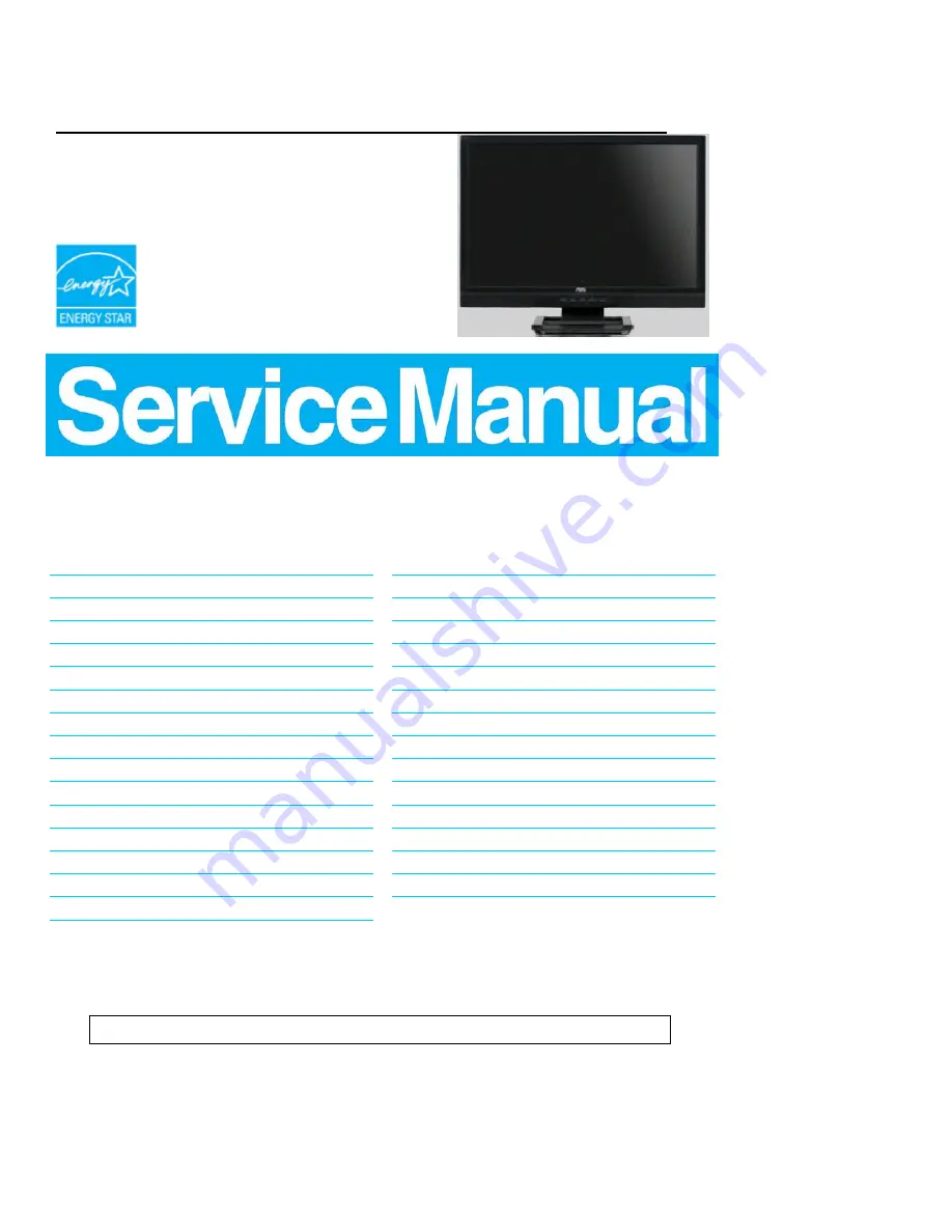 AOC 2116Sw Service Manual Download Page 1