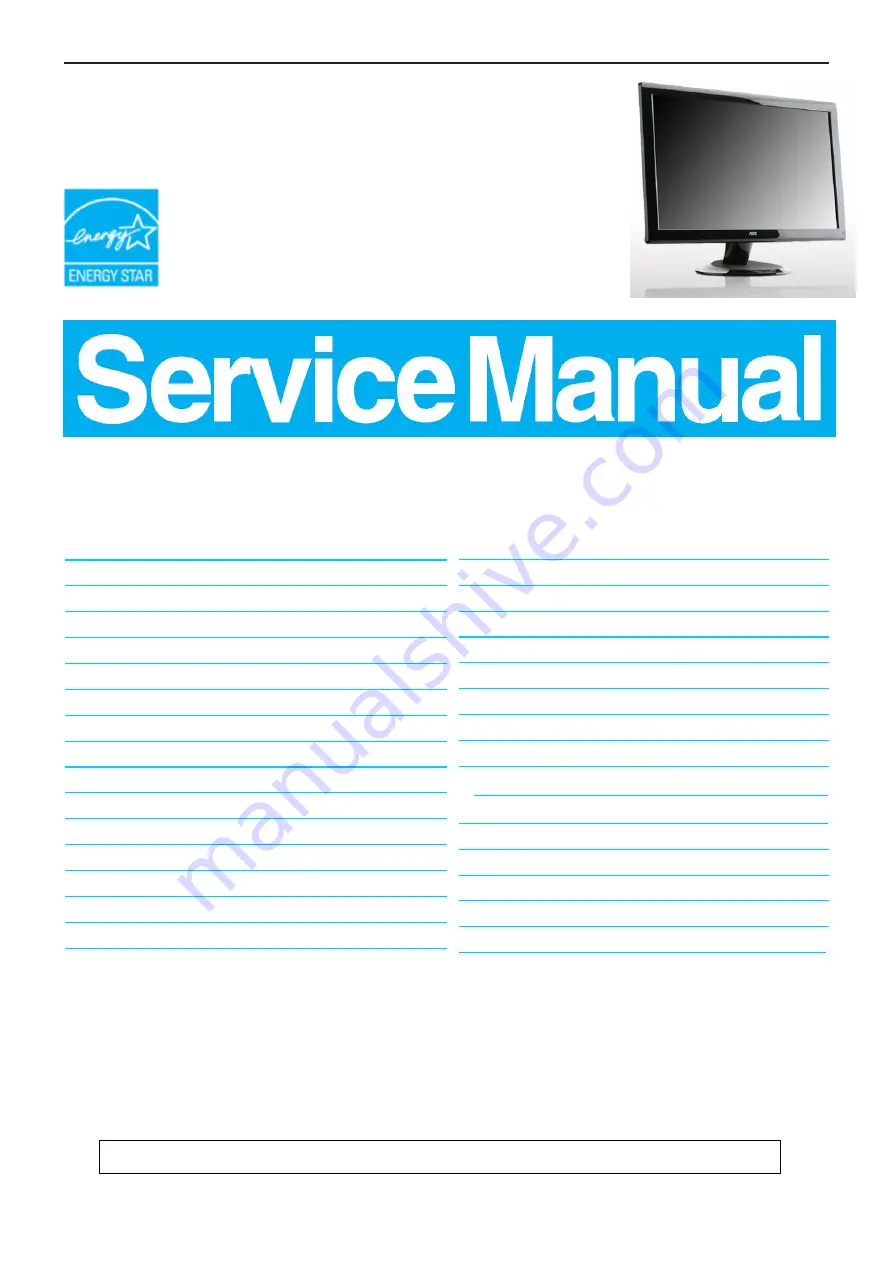 AOC 2236VWA Service Manual Download Page 1