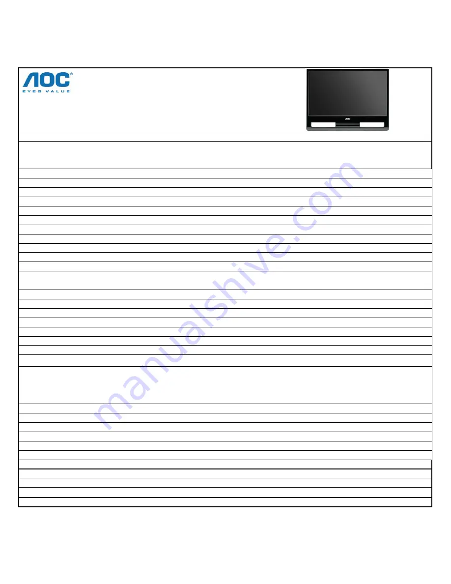 AOC 913FW Specifications Download Page 1