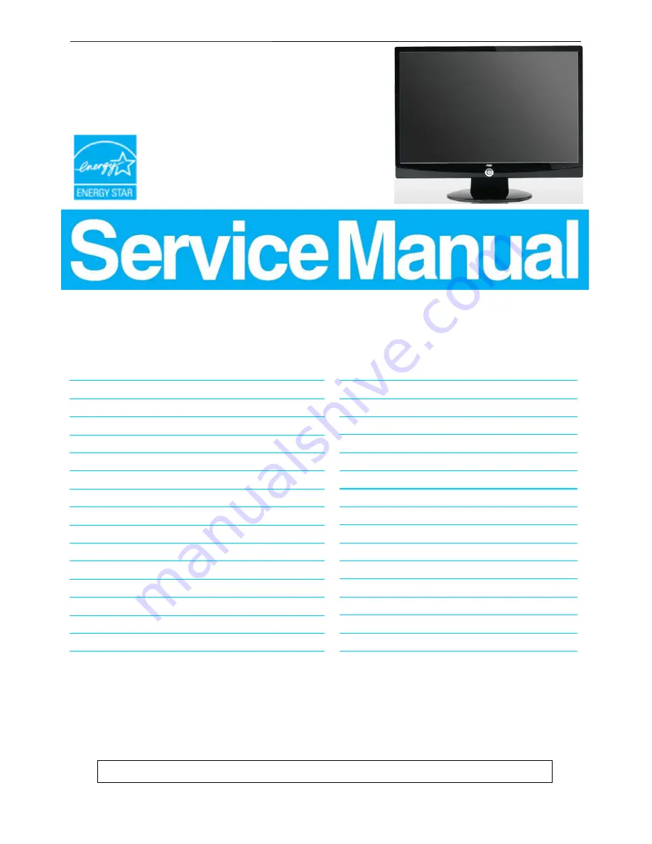 AOC 917SW Service Manual Download Page 1