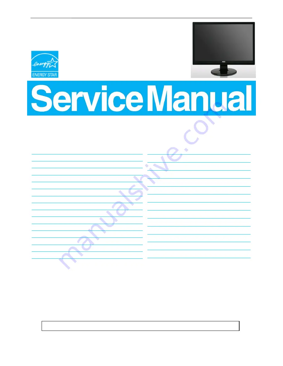 AOC 919SWN Service Manual Download Page 1