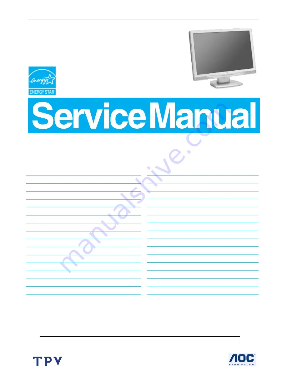 AOC Adelpia TGL2010A Service Manual Download Page 1