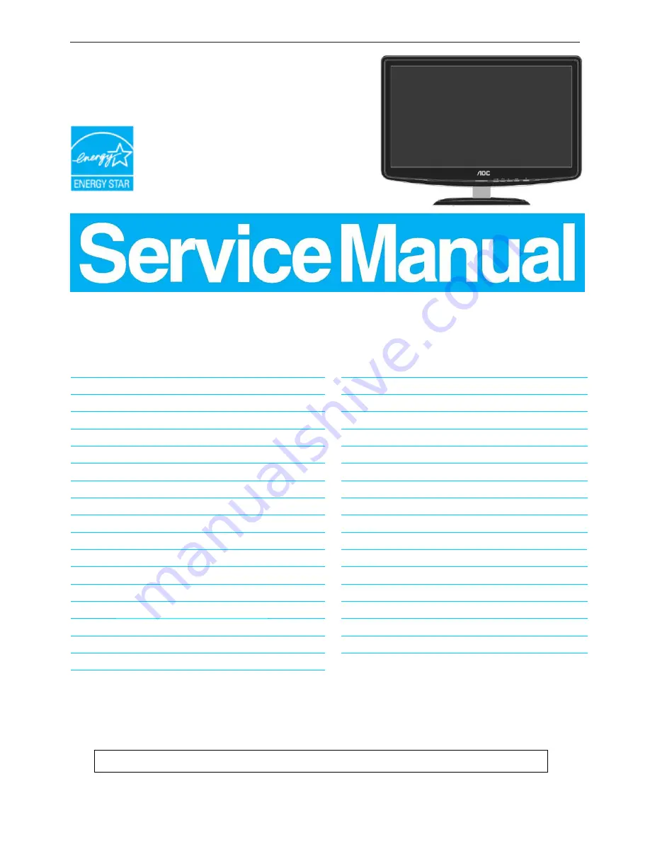 AOC e2040v Service Manual Download Page 1