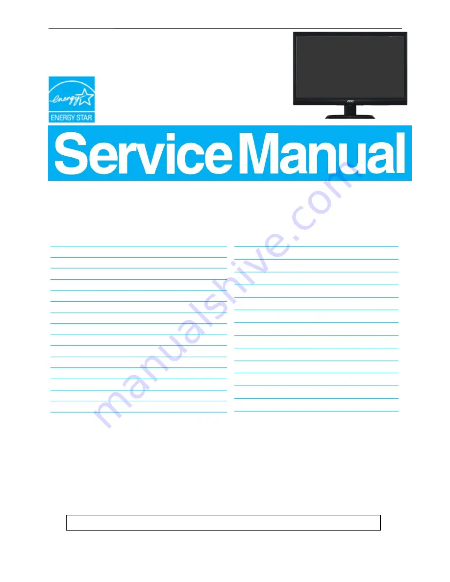 AOC e2050Sda Service Manual Download Page 1