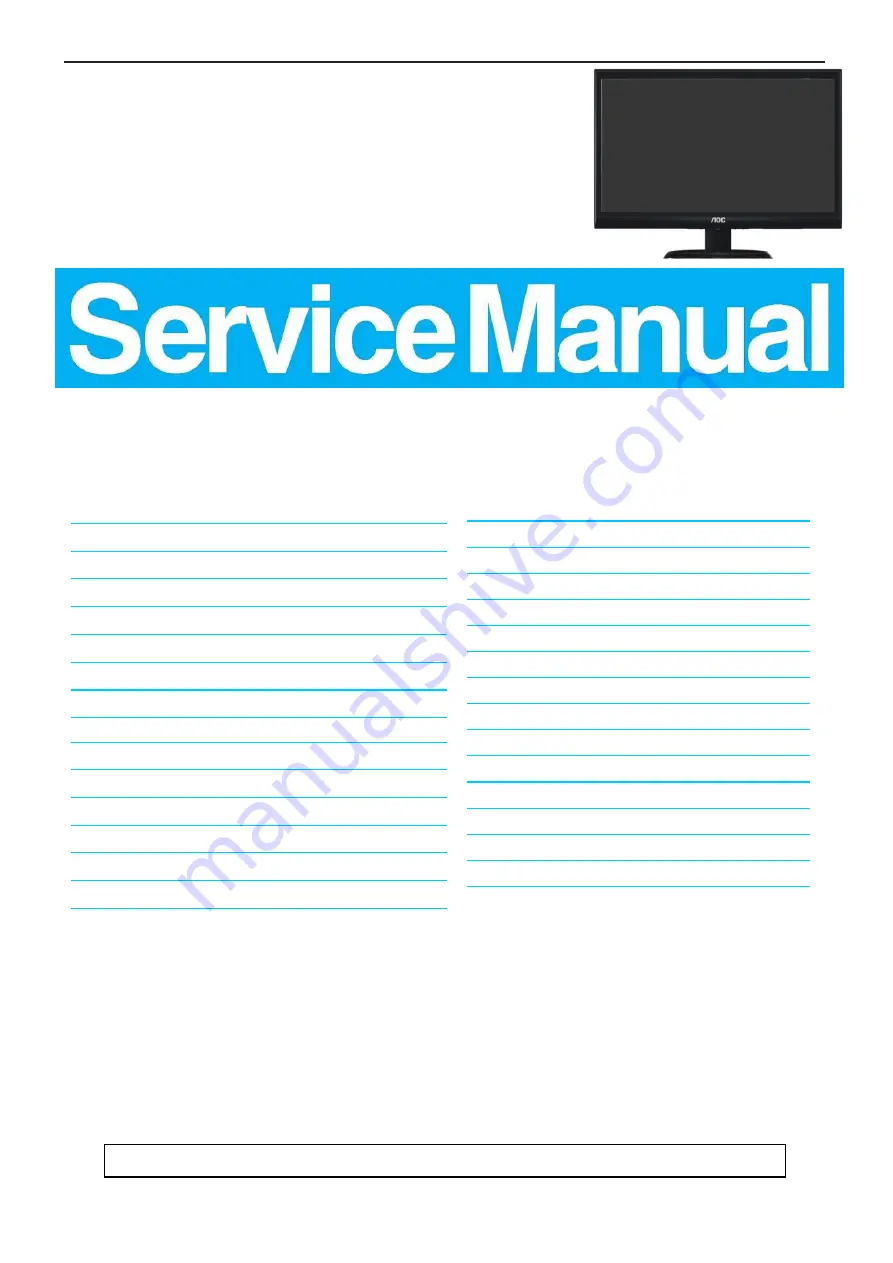 AOC E2060Pwda Service Manual Download Page 1