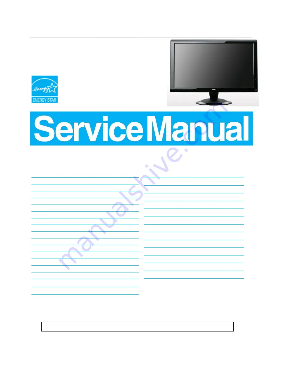 AOC E2236VW - Service Manual Download Page 1