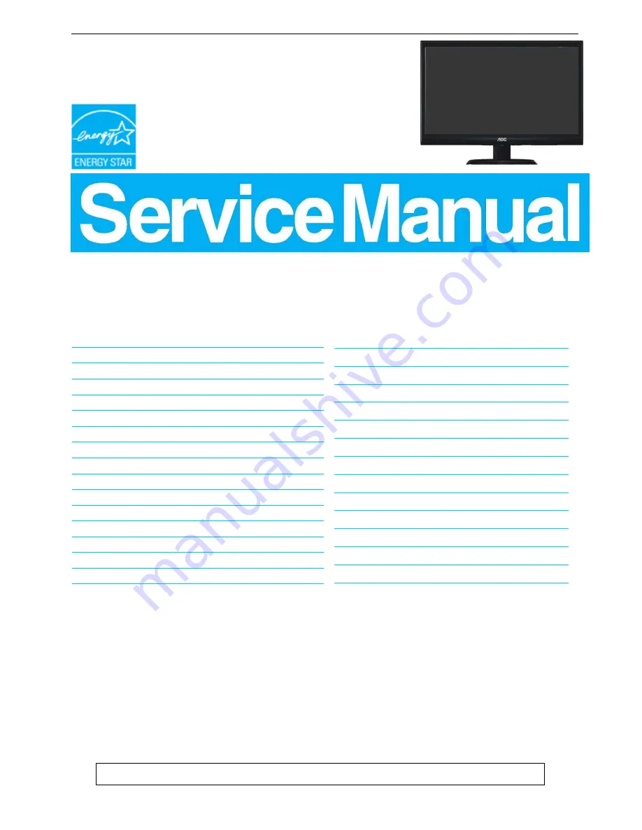 AOC e2250Sh Service Manual Download Page 1