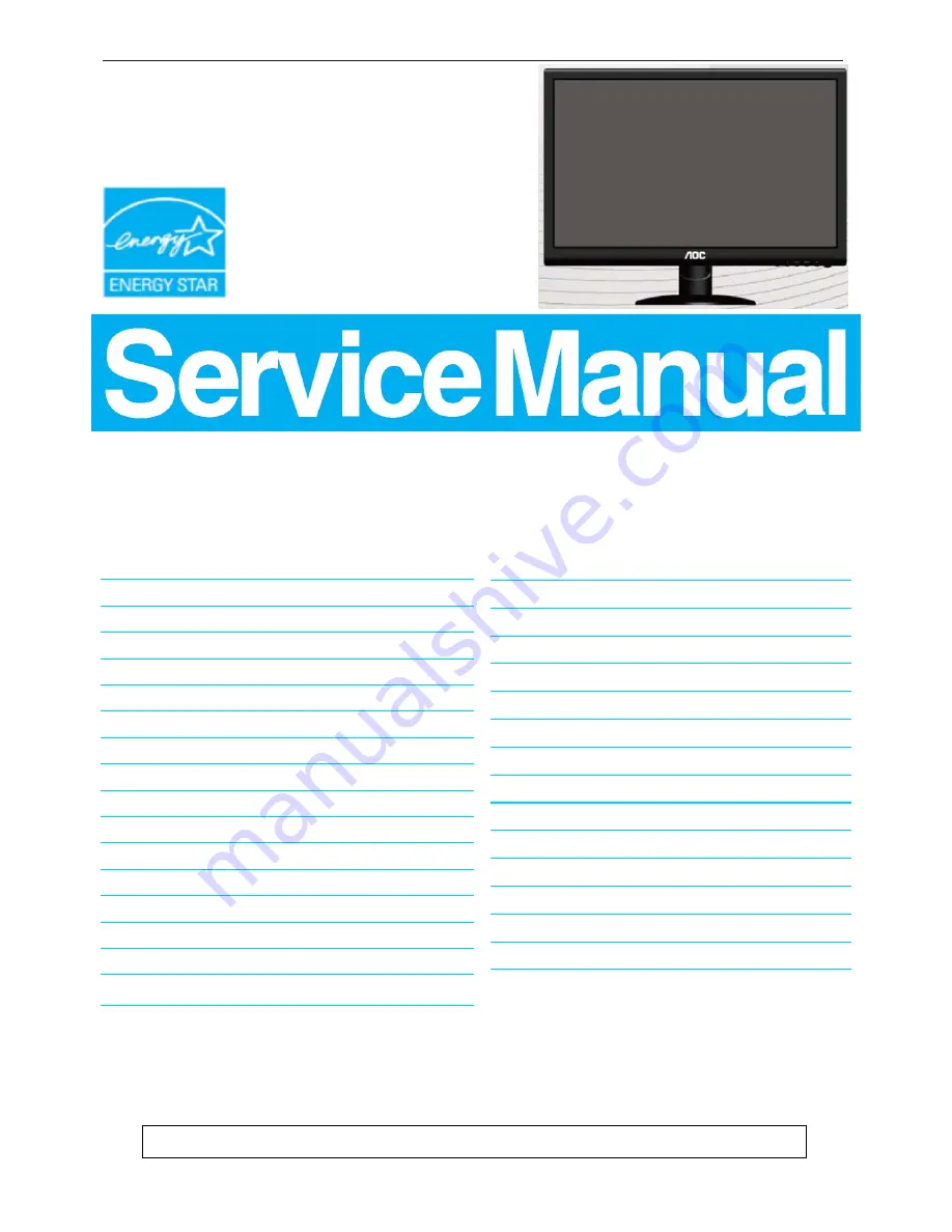 AOC e2752Vq Service Manual Download Page 1