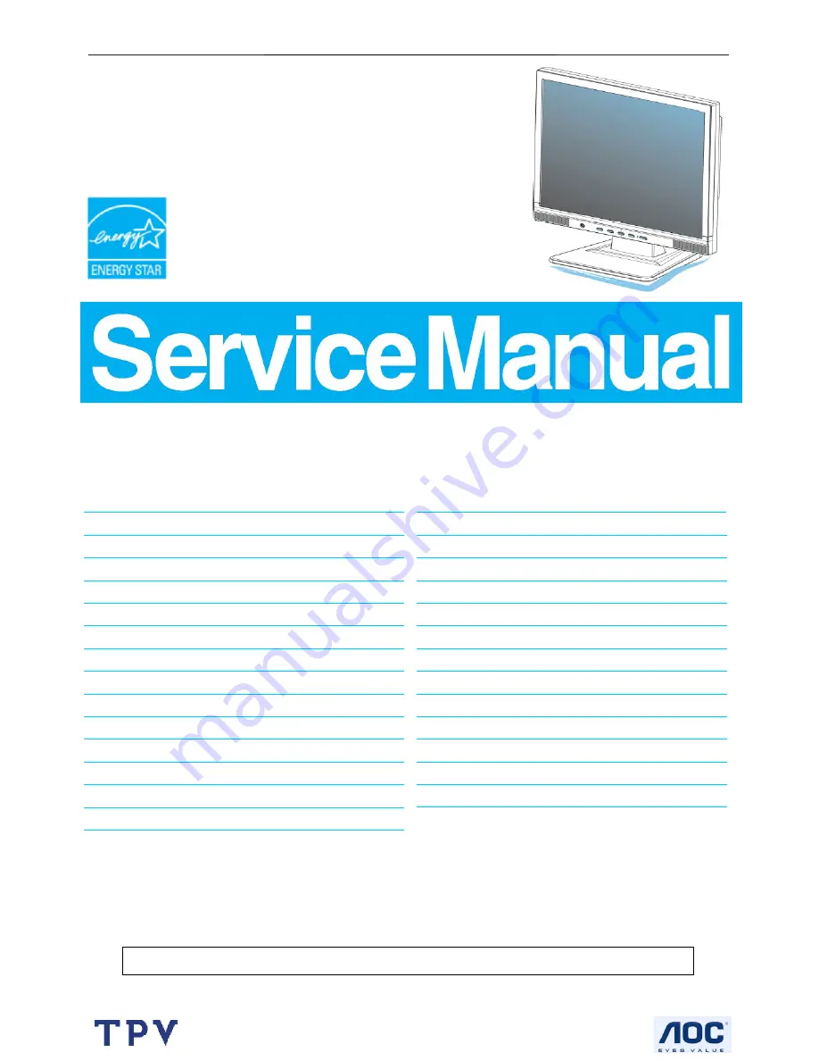 AOC I-INC AG191A Service Manual Download Page 1