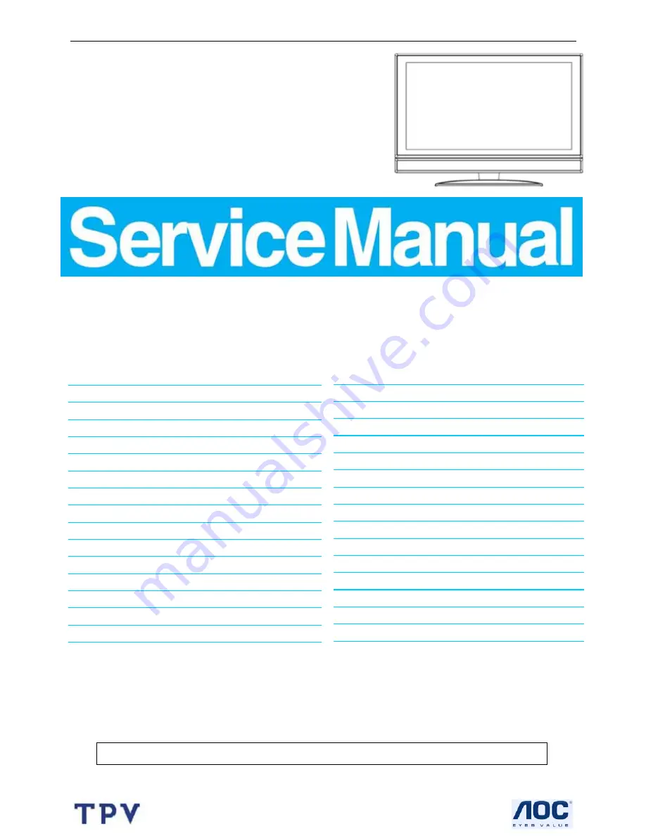 AOC l32w451 Service Manual Download Page 1