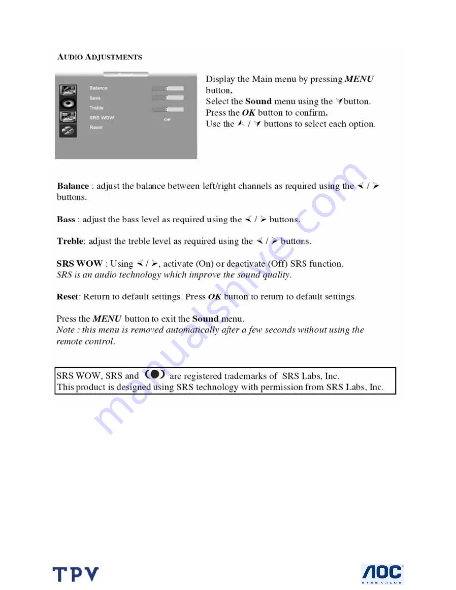 AOC l32w451 Service Manual Download Page 9