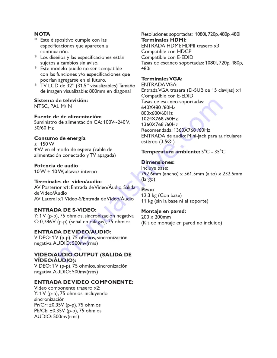 AOC L32W931 Service Manual Download Page 4