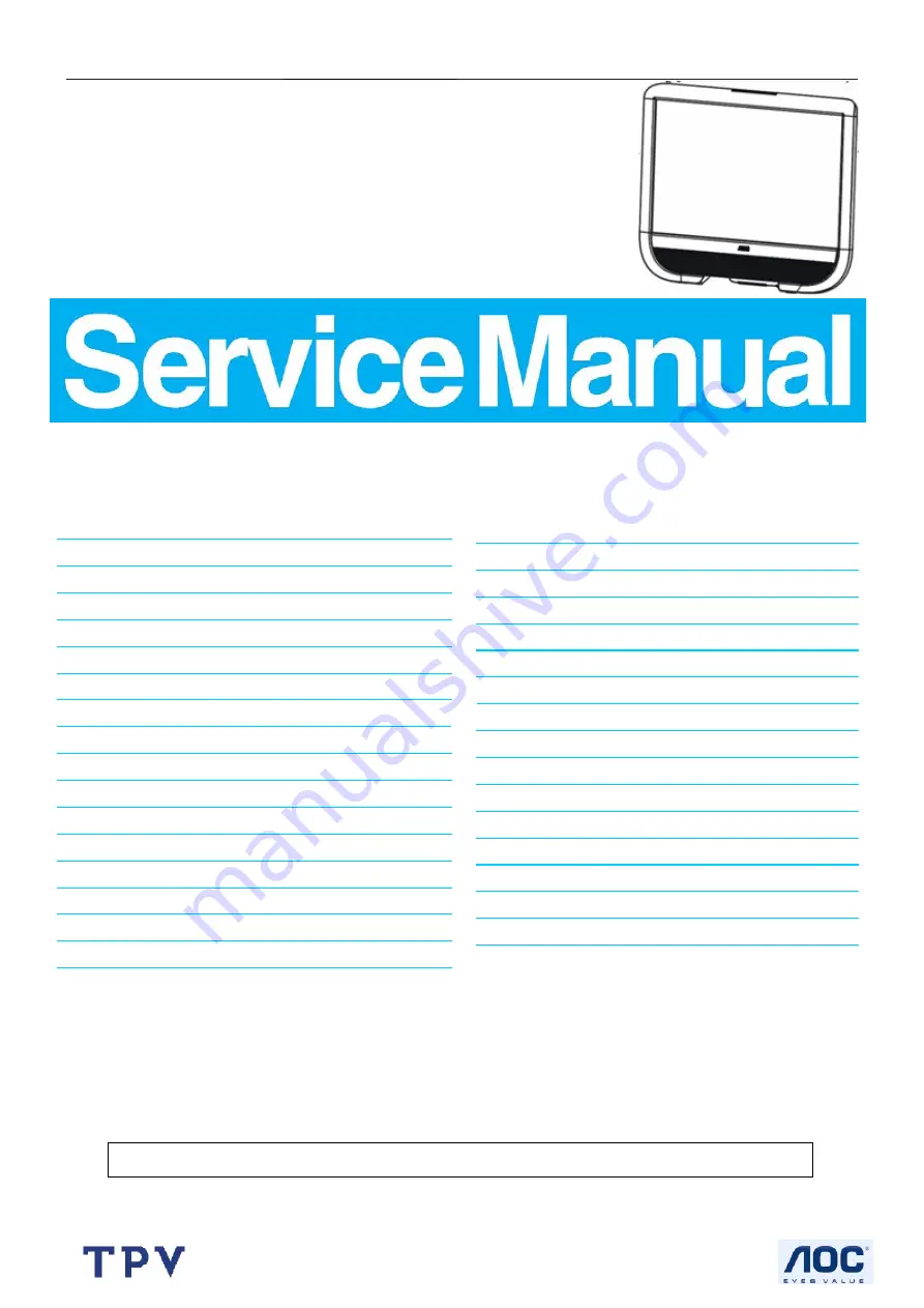 AOC M19W531 Service Manual Download Page 1