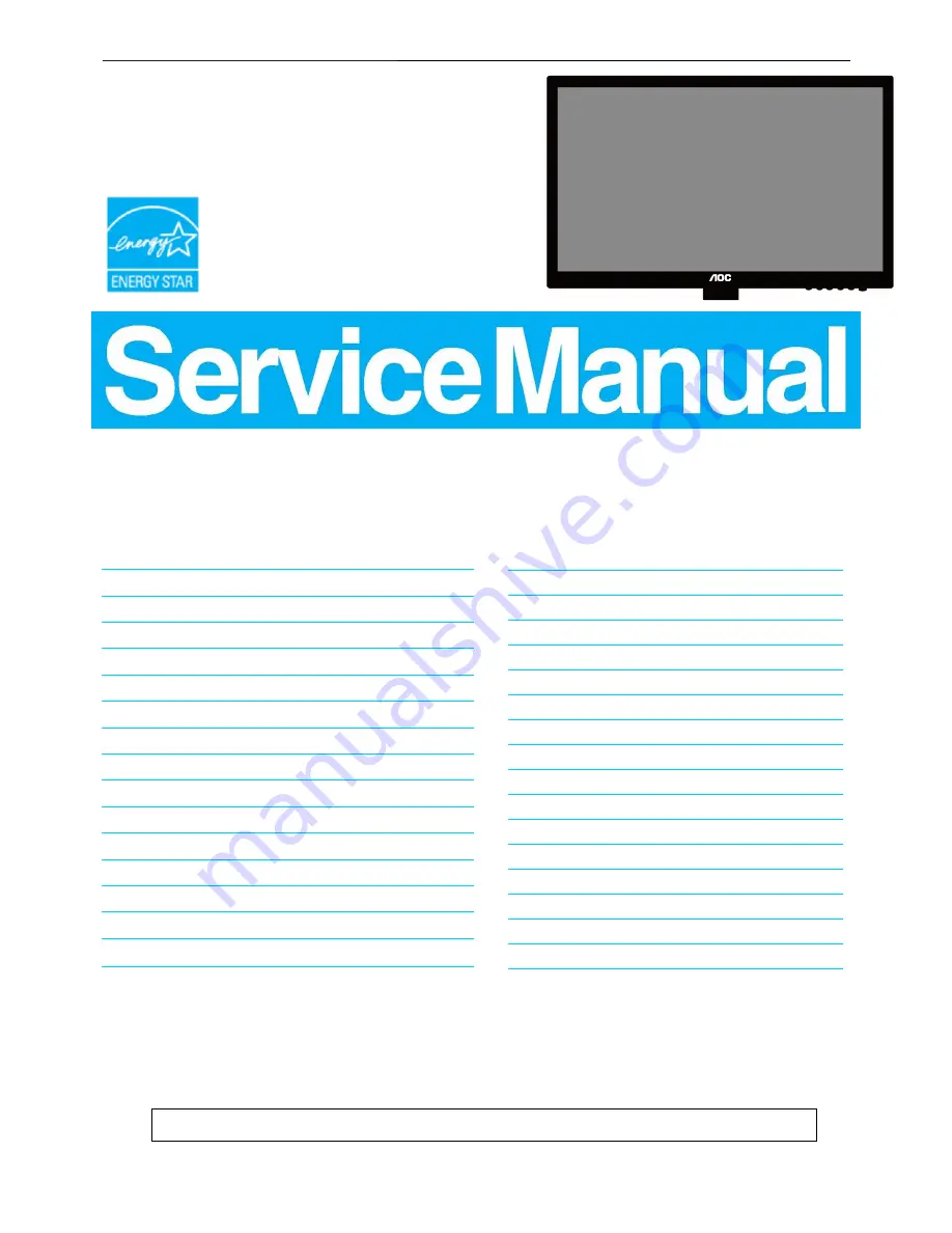 AOC M2752PQU Service Manual Download Page 1