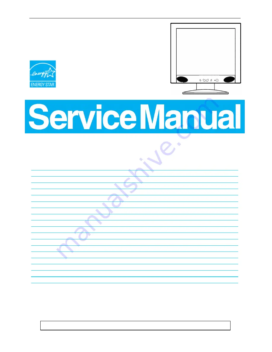 AOC QDI TFT1780PSA Service Manual Download Page 1