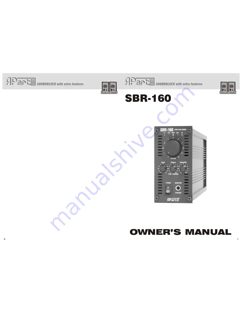 APART SBR-160 Owner'S Manual Download Page 1