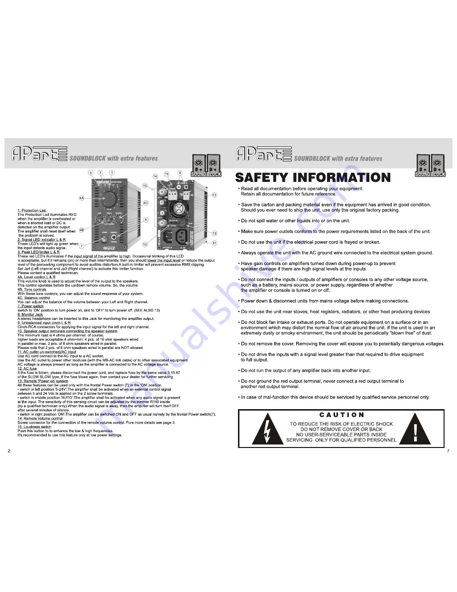 APART SBR-160 Owner'S Manual Download Page 2