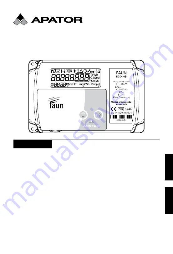 Apator FAUN D204MB Installation And Setup Instructions Download Page 1