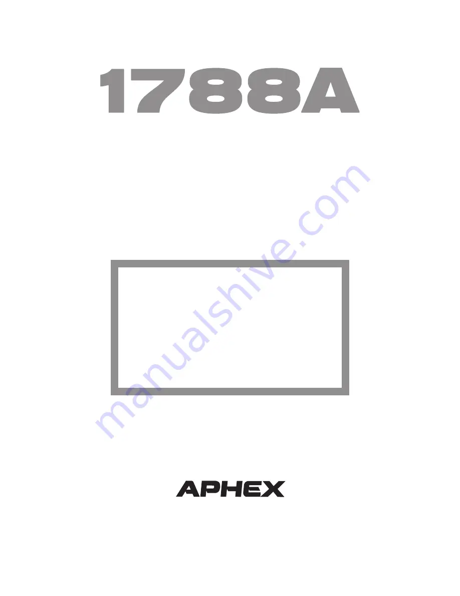 Aphex 1788A Instruction Manual Download Page 1