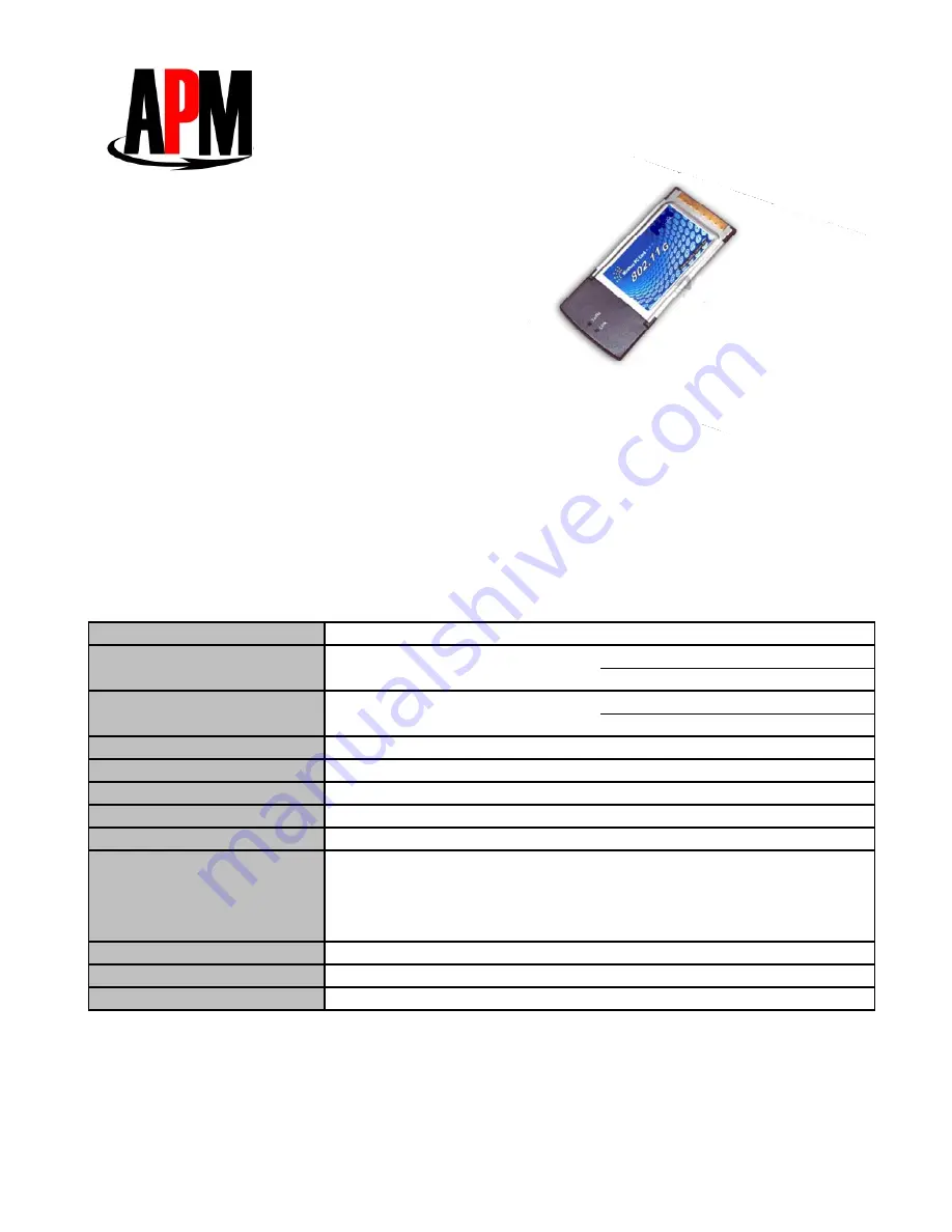 APM 802.11g 54Mbps Wireless Cardbus Adapter AAWPC036r Скачать руководство пользователя страница 1