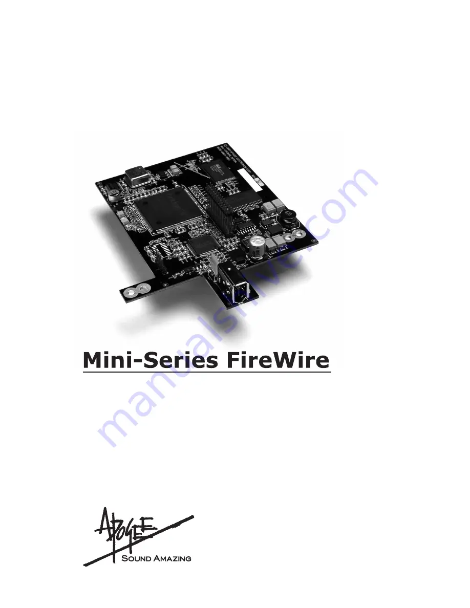 Apogee Mini-Series FireWire Скачать руководство пользователя страница 1