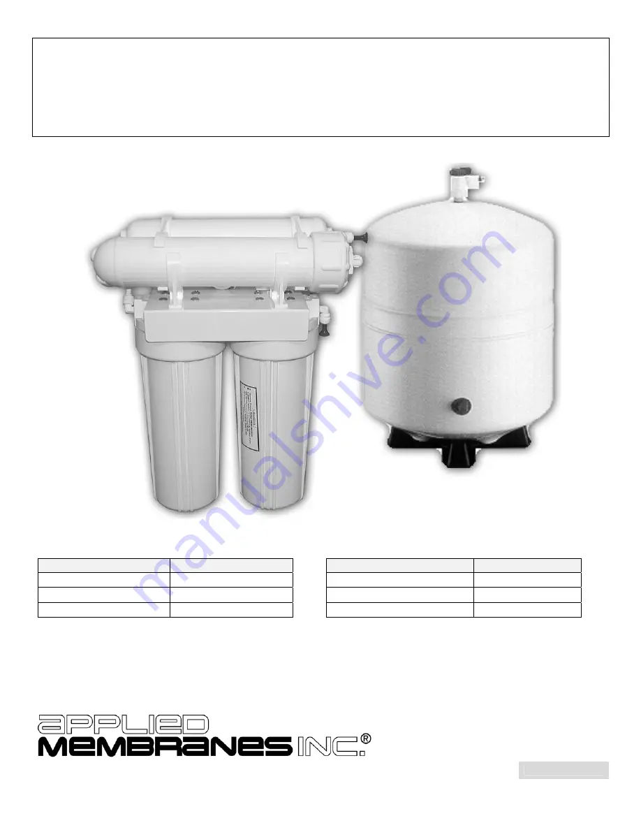 Applied Membranes AAA-1004 Installation And Service Manual Download Page 1