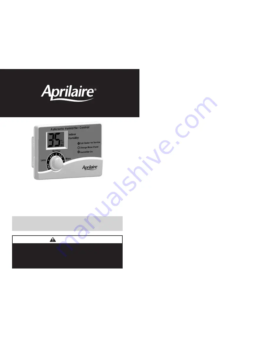 Aprilaire Automatic Humidifier Control Скачать руководство пользователя страница 1