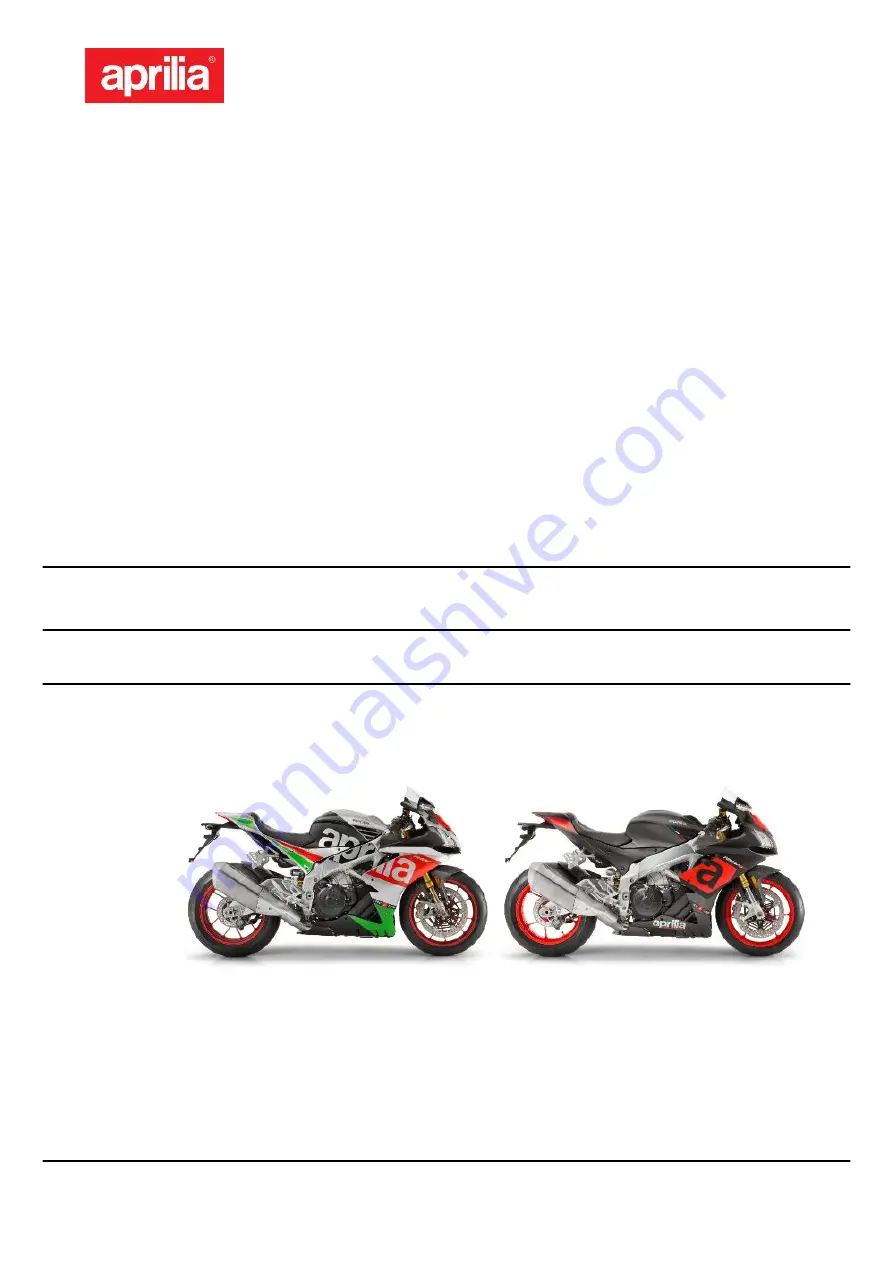 APRILIA RSV4 RF 2017 Service Station Manual Download Page 1