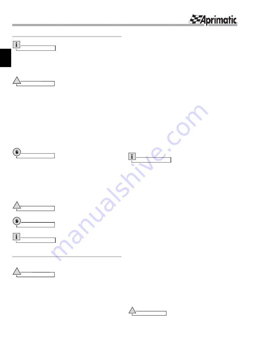 Aprimatic SLIDE 230 Electrical Installation, Use And Maintenance Instructions Download Page 4