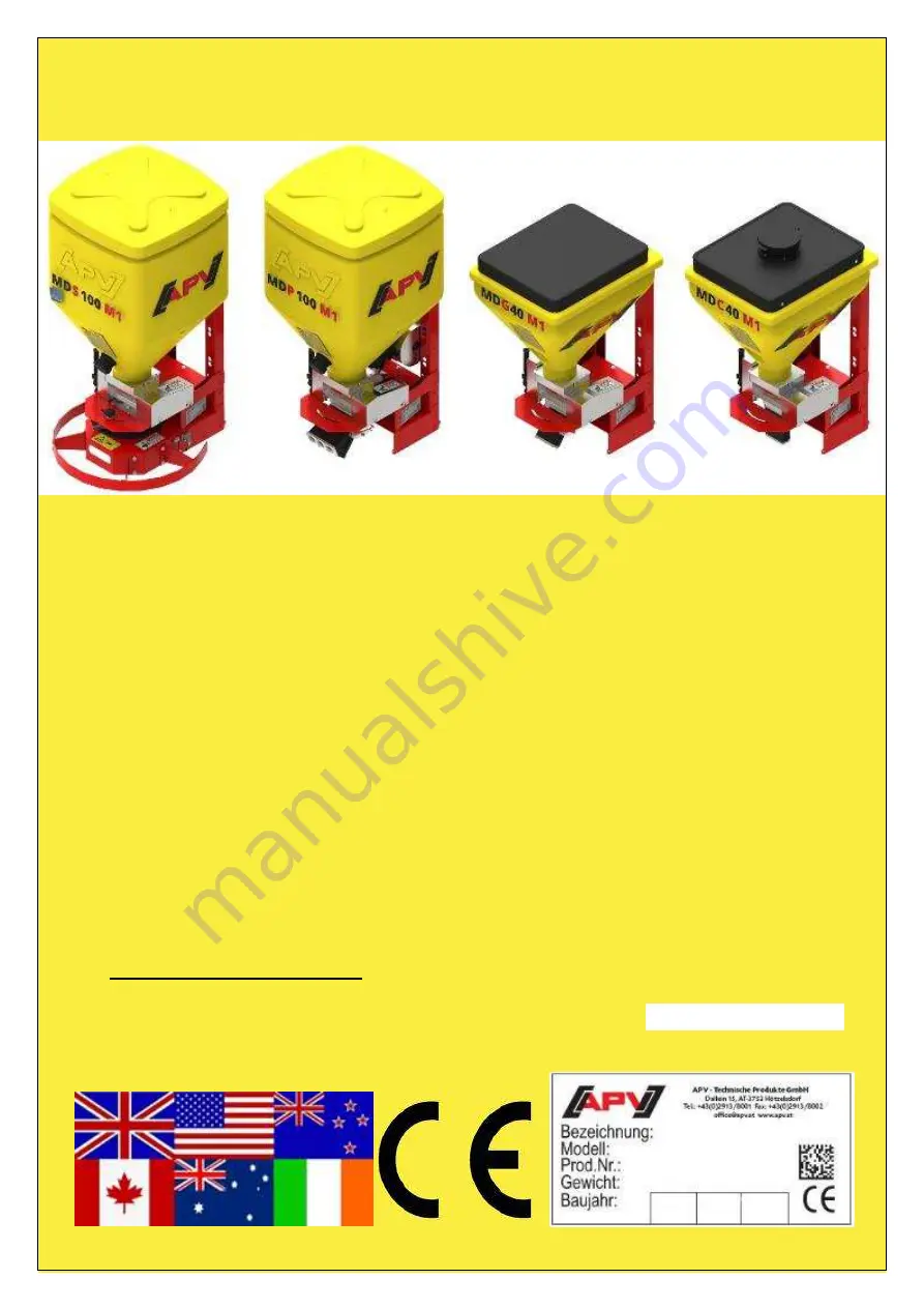 APV MDC Translation Of The Original Operating Manual Download Page 1