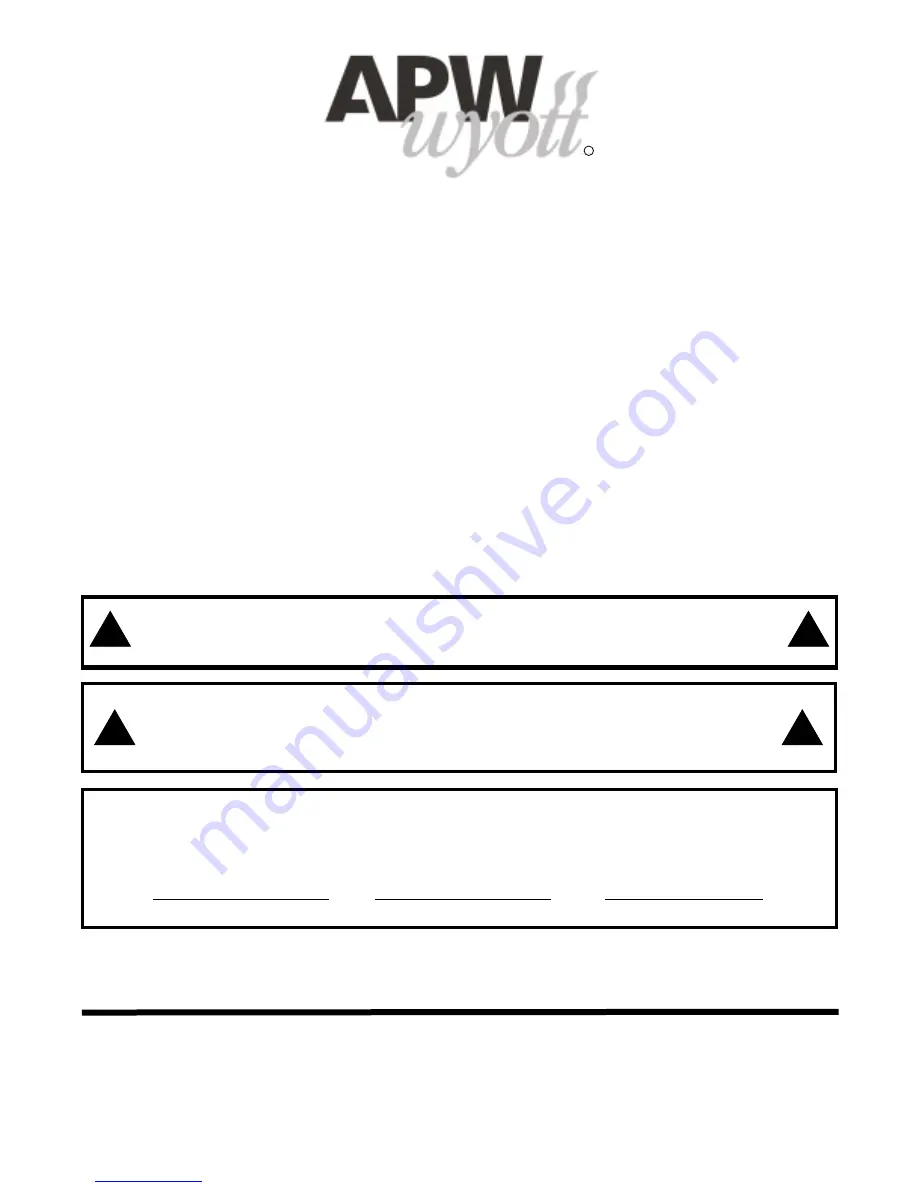 APW Wyott CCW Installation And Operating Instructions Manual Download Page 1