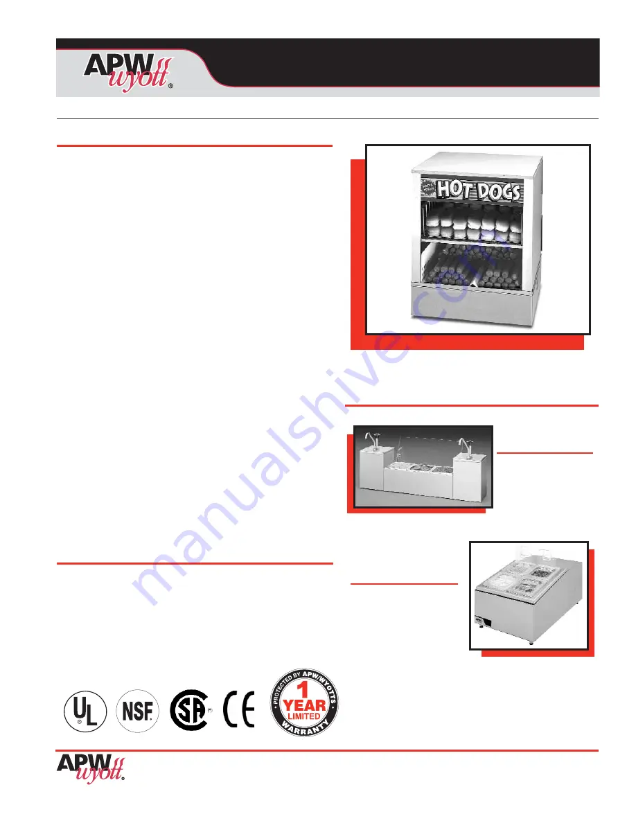 APW Wyott DS1A Specification Sheet Download Page 1