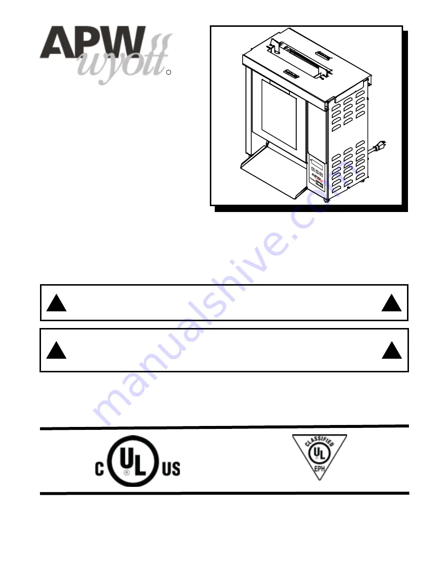 APW Wyott VCG Installation And Operating Instructions Manual Download Page 1