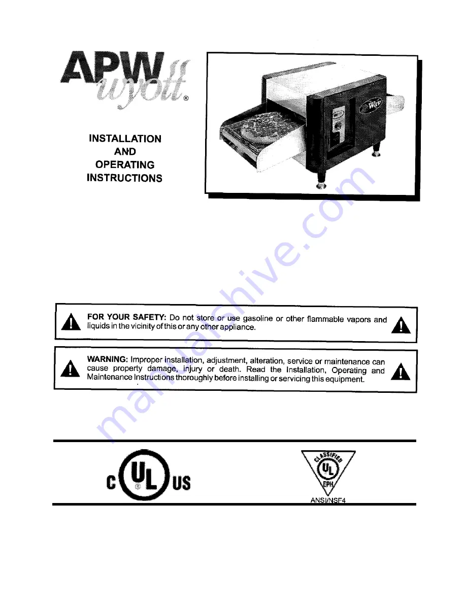 APW Wyott X*WAV 1417 Installation And Operating Instructions Manual Download Page 1