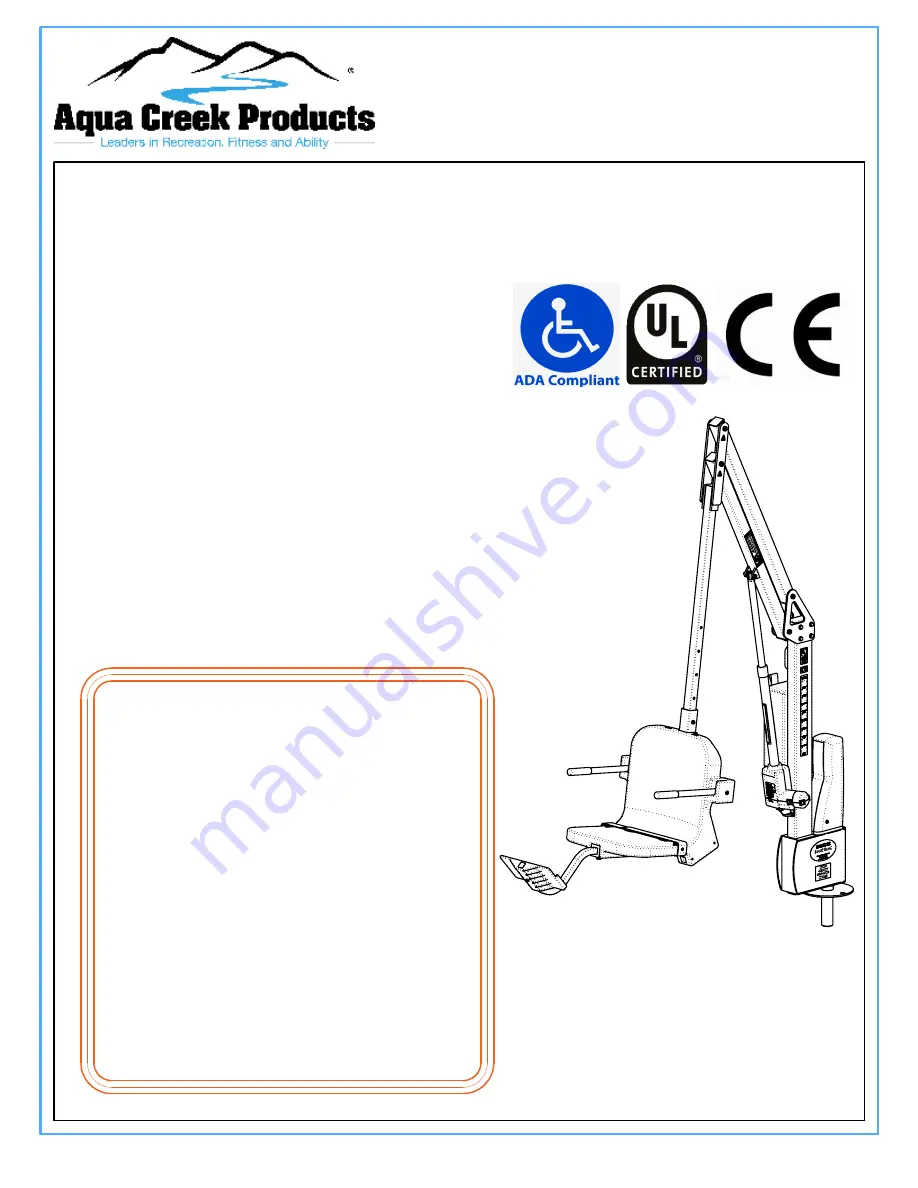 Aqua Creek Products F-SCTXL Manual Download Page 1