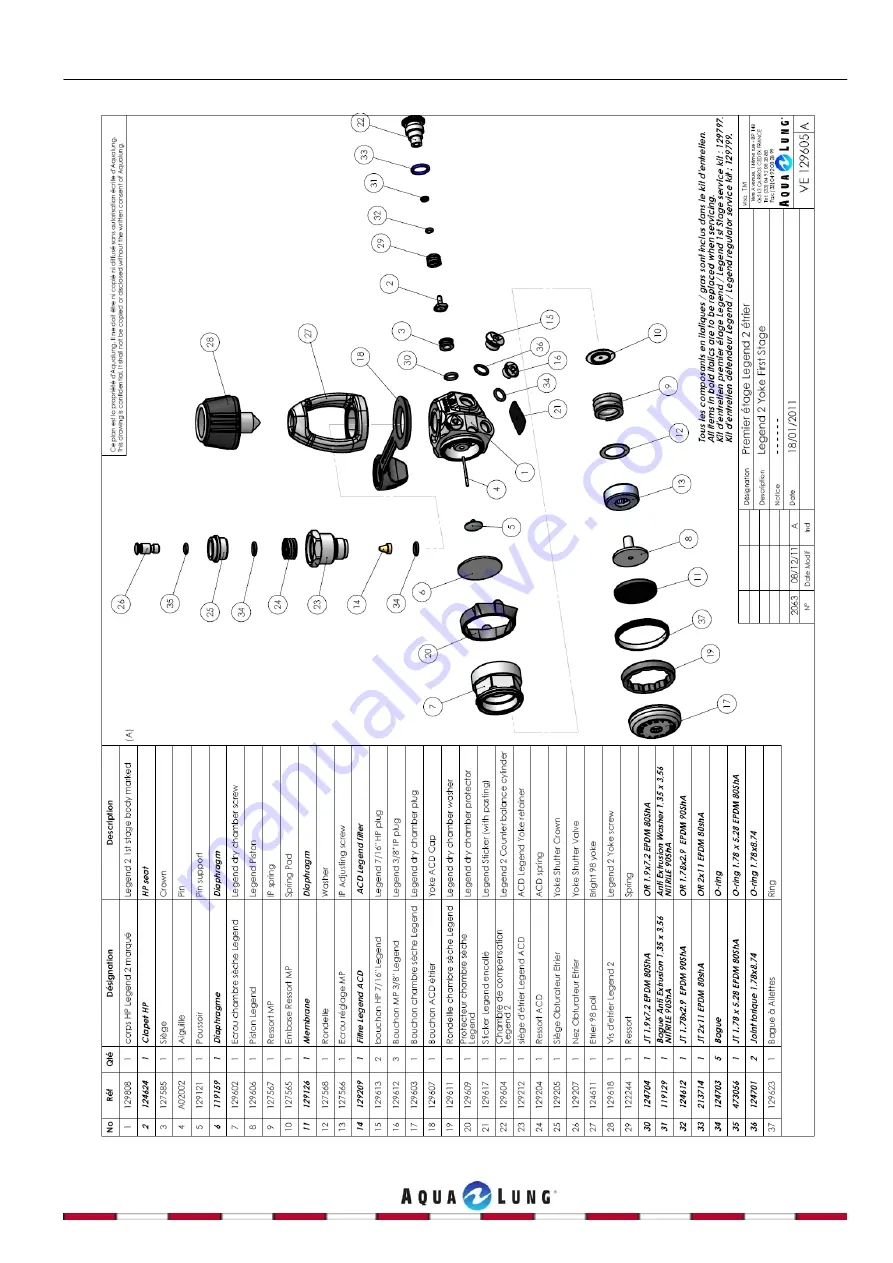 Aqua Lung FIRST STAGE Service Manual Download Page 24