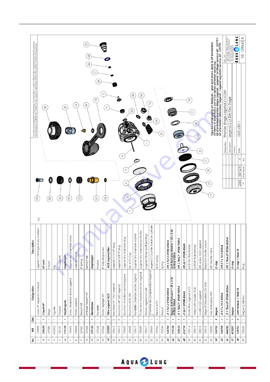 Aqua Lung FIRST STAGE Service Manual Download Page 27