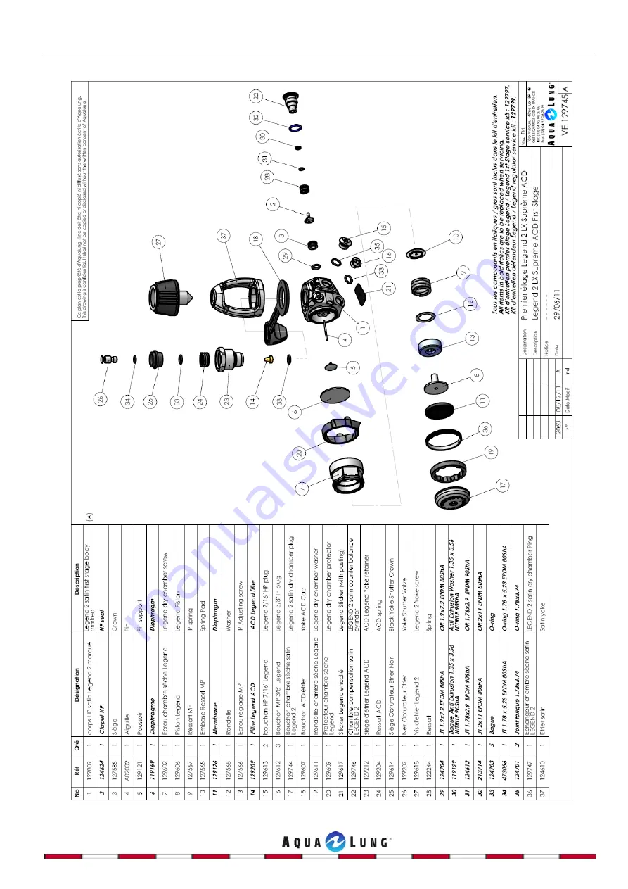 Aqua Lung FIRST STAGE Service Manual Download Page 30