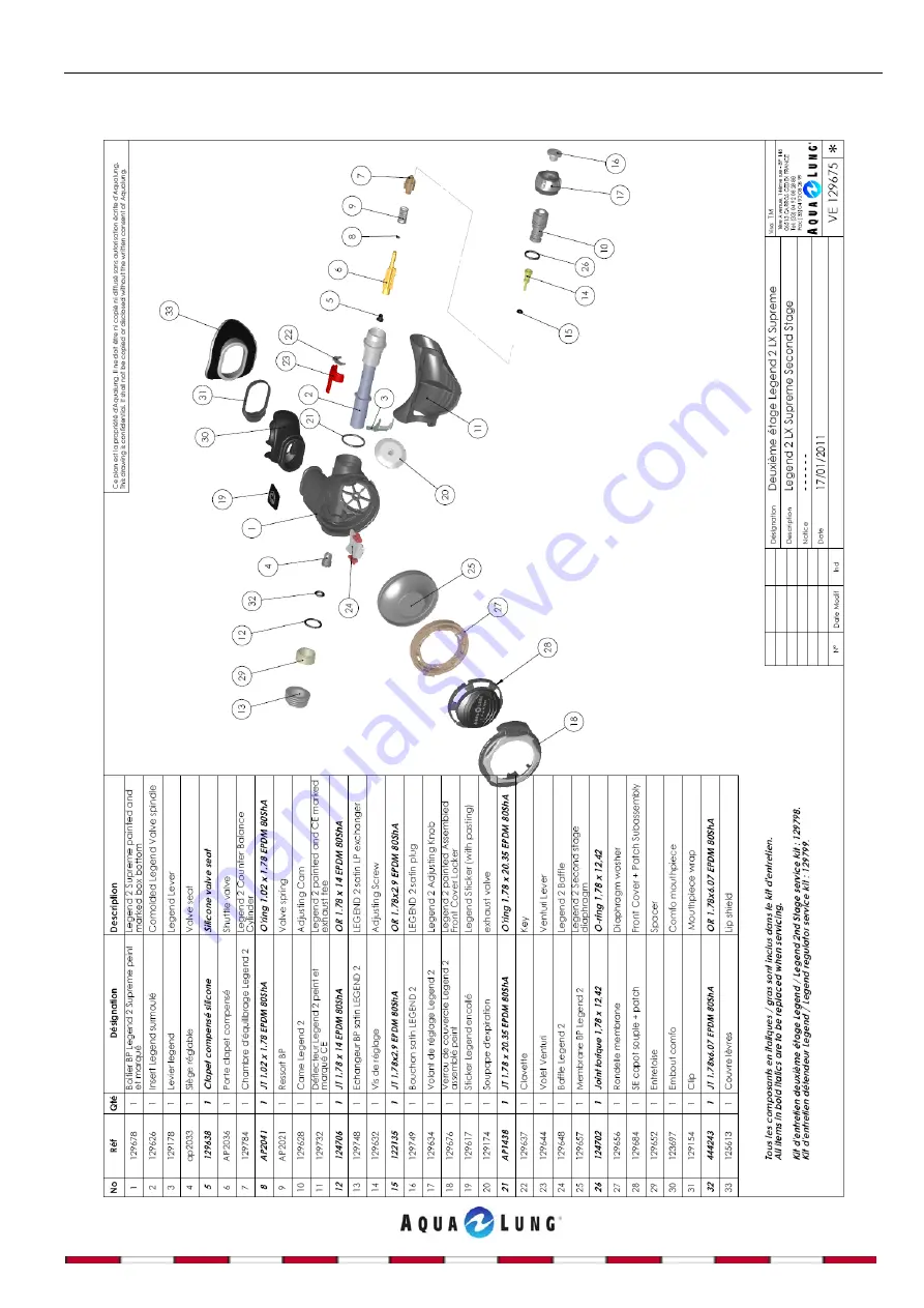 Aqua Lung LEGEND LUX Service Manual Download Page 24